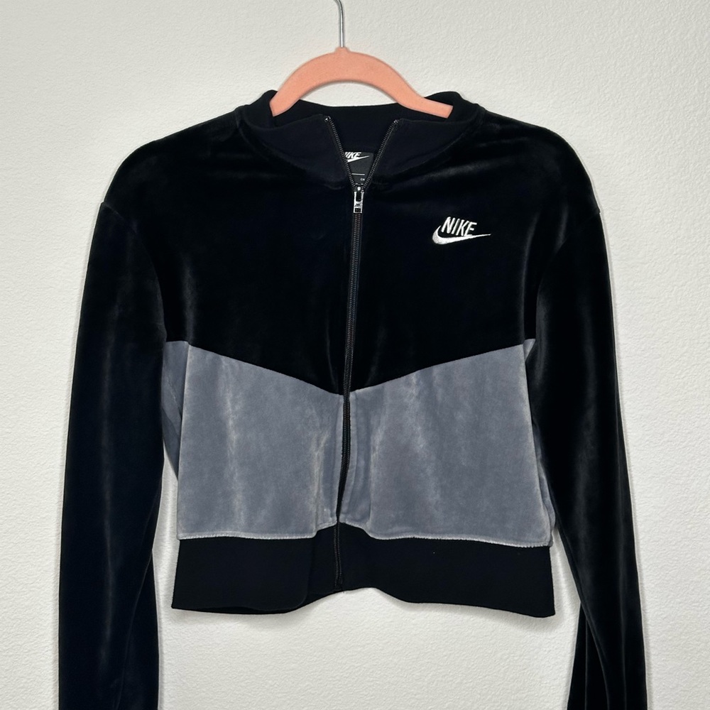 Velvet cropped Nike zip up
